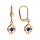 Boucles d'oreilles pendantes en plaqu or oxyde carr bleu fonc suspendu et fermoir dormeuse