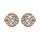 Boucles d'oreilles en plaqu or ronde paves d'oxydes blancs sertis et fermoir poussette