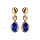 Boucles d'oreille pendantes en plaqué or avec navette bleu nuit et fermoir poussette