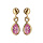 Boucles d'oreille pendantes en plaqu or avec navette rose et fermoir poussette