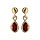 Boucles d'oreille pendantes en plaqu or avec navette rouge et fermoir poussette