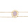 Bracelet en plaqu or double chane avec motif fleur et pierre rose 16+3cm