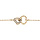 Bracelet en plaqu or chane avec 2 coeurs entrelacs lisse et avec oxydes blancs sertis 16+3cm