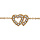 Bracelet en plaqu or chane avec au milieu 2 coeurs superposs vids et orns d'oxydes blancs sertis - longueur 16cm + 2cm de rallonge
