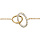 Bracelet en plaqu or chane avec 2 ovales de taille diffrente emmaills, 1 petit lisse et le gros orn d'oxydes blancs sertis - longueur 16cm + 2cm de rallonge