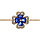 Bracelet en plaqu or chane avec au milieu trfle  4 feuilles en oxydes bleus avec contours en oxydes blancs sertis - longueur 16cm + 2cm de rallonge