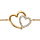 Bracelet en plaqu or chane avec au milieu 2 coeurs croiss, 1 lisse et l'autre orn d'oxydes blancs sertis - longueur 16cm + 2cm de rallonge