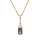 Collier en plaqu or chane avec pendentif long oxyde arc en ciel mystique contour oxydes blancs sertis 42+3cm