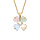 Collier plaqu or pendentif forme fleur verre opaque pastel - longueur 40+4cm