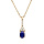 Collier en plaqu or chane avec pendentif long oxydes bleu et blancs sertis 40+5cm