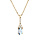 Collier en plaqu or chane avec pendentif long Topaze bleu vritable et oxydes blancs sertis 40+5cm