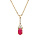 Collier en plaqu or chane avec pendentif long oxydes rose et blancs sertis 40+5cm
