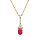 Collier en plaqué or chaîne avec pendentif long oxydes rose et blancs sertis 40+5cm
