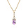 Collier en plaqu or chane avec pendentif long Amethyste vritable et oxydes blancs sertis 40+5cm