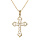Collier en plaqu or chane avec pendentif croix filigrane oxyde blanc 40+5cm