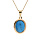 Collier en plaqu or chane avec pendentif ovale turquoise de synthse 40+5cm