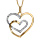 Collier en palqu or chane avec pendentif 2 coeurs faits avec 1 seul brin et orns d'oxydes blancs - longueur 42cm +3cm de rallonge
