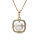 Collier en plaqu or chane avec pendentif carr oxydes blancs avec Perle de culture d'eau douce blanche 40+4cm