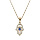 Collier en plaqu or chane avec pendentif main de Fatma pave d'oxydes blancs et bleu 35+5cm