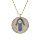 Collier en plaqu or chane avec pendentif rond motif main de Fatma et oxydes blancs et bleus 40+5cm