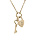 Collier en plaqu or chane avec pendentif clef et cadenas lisse 40+4cm