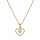 Collier en plaqu or chane avec pendentif coeur et oxyde rose 35+5cm