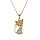 Collier en plaqu or chane avec pendentif chat oxydes blancs sertis 43cm rglable 41 et 39cm