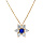 Collier en plaqu or chane avec pendentif marguerite oxydes centre bleu fonc et contour blancs sertis 40+5cm