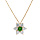 Collier en plaqu or chane avec pendentif marguerite oxydes centre vert fonc et contour blancs sertis 40+5cm