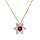 Collier en plaqu or chane avec pendentif marguerite oxydes centre rouge fonc et contour blancs sertis 40+5cm