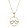 Collier en plaqu or chane avec pendentif cercle 2 coeurs oxydes blancs sertis 40+5cm