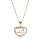 Collier en plaqu or chane avec pendentif coeur contour oxydes blancs sertis 40+5cm