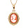 Collier en plaqu or chane avec pendentif Came rose contour mdaillon ouvrag 40+5cm