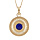 Collier en plaqu or chane avec pendentif forme ronde et pierre Lapis Lazuli vritable 40+4cm