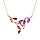 Collier en plaqu or motif vgtal empierr violet, rose et fuschia 40+5cm