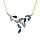 Collier en plaqu or motif vgtal empierr bleu ciel et bleu fonc 40+5cm