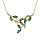 Collier en plaqu or motif vgtal empierr vert clair et vert fonc 40+5cm