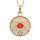 Collier en plaqué or chaîne avec pendentif rond motif fleur et pierre couleur corail 40+4cm