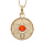 Collier en plaqu or chane avec pendentif rond motif fleur et pierre couleur corail 40+4cm