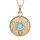 Collier en plaqu or chane avec pendentif rond motif fleur et pierre couleur turquoise 40+4cm