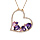 Collier en plaqu or chane avec pendentif coeur oxydes violets et roses contour oxydes blancs 40+5cm