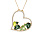 Collier en plaqu or chane avec pendentif coeur oxydes verts contour oxydes blancs 40+5cm