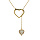 Collier en plaqu or chane avec coeur vid et 1 coeur oxydes blancs sertis 41+3cm