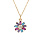 Collier en plaqu or chane avec pendentif fleur oxydes multi couleurs 42+3cm