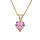 Collier en plaqu or chane avec pendentif coeur oxyde roses et blancs 42+3cm