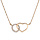 Collier en plaqué or chaîne avec cercle pavé d'oxydes blancs sertis entrelacé avec coeur lisse 40+5cm