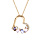Collier en plaqué or chaîne avec pendentif coeur oxydes blancs et pastels 40+5cm
