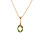 Collier en plaqu or chane avec pendentif goutte oxyde vert olive facet 40+5cm