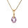 Collier en plaqu or chane avec pendentif goutte oxyde mauve facett 40+5cm