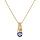 Collier en plaqu or chane avec pendentif solitaire oxyde bleu fonc et feuillage 42+3cm